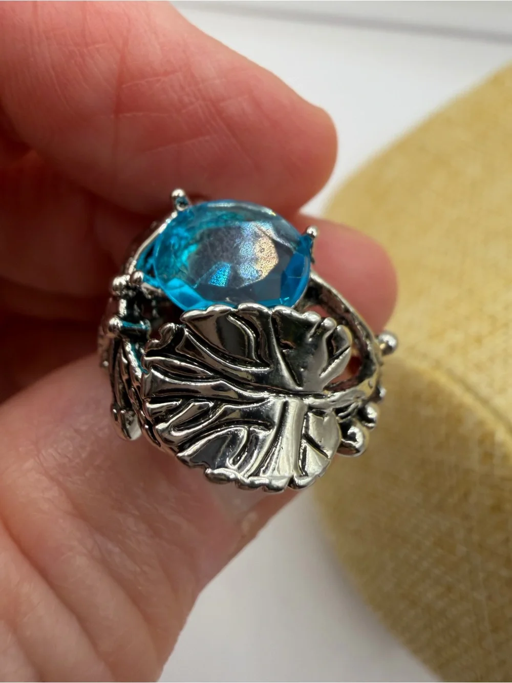 Jeweled DragonFly Ring Silver Band Blue Color Cubic Zirconia Insect Women’s 6